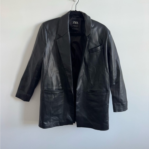 Zara Jackets & Blazers - Zara Size S Black Leather Blazer